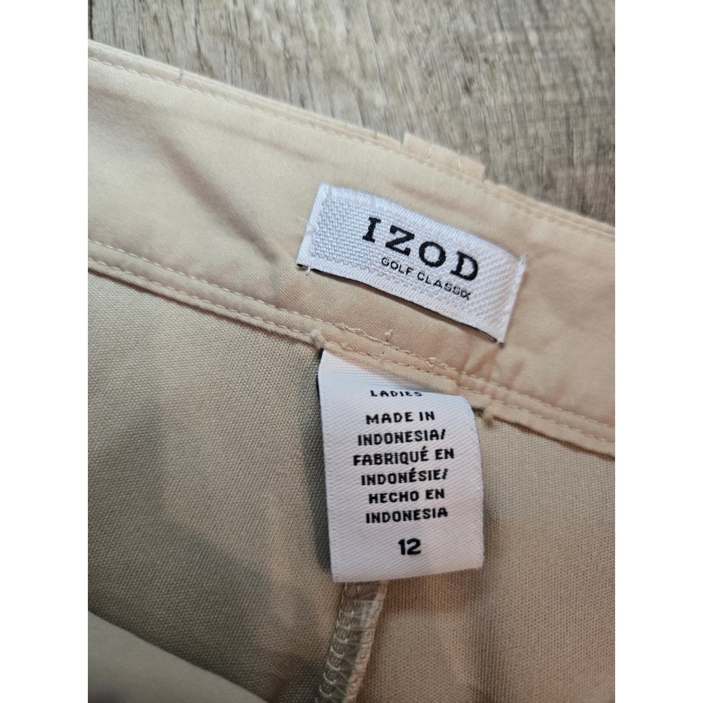 Izod Golf Womens Classic Skort‎ Size 12 Tan Activewear Pleats Front  Stretch - Picture 3 of 5